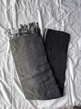 Classic Black and Charcoal Fringed Scarf